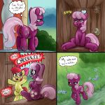  1:1 apple_bloom_(mlp) bodily_fluids cheerilee_(mlp) comic equid equine female friendship_is_magic genital_fluids hi_res horse mammal my_little_pony navel outhouse peeing pony sketch smudge_proof teats urine watersports 