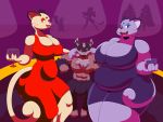  4:3 absurd_res big_breasts breasts bulge bulge_in_pants club_(disambiguation) felid feline female group hi_res male mammal nintendo overweight persian_(disambiguation) pok&eacute;mon purrserker sitting slightly_chubby video_games 