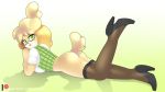  animal_crossing anthro butt canid canine canis clothing domestic_dog eyewear female glasses heel invalid_tag isabelle_(animal_crossing) legwear mammal nintendo stockings video_games xorza 