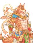  2017 abs absurd_res anthro biceps canid canine dark4202n deity egyptian_mythology fur hi_res male mammal middle_eastern_mythology muscular muscular_male mythology pecs puzzle_and_dragons set_(deity) set_(puzzle_and_dragons) simple_background solo video_games white_background 