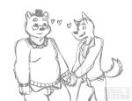  &lt;3 2019 angus_delaney anthro bottomwear canid canine clothing couple_(disambiguation) eyebrows eyewear fox glasses gregg_lee hand_holding hat headgear headwear jacket jeans leather leather_jacket male male/male mammal night_in_the_woods pants smile swear thick_eyebrows topwear ursid v--r video_games 