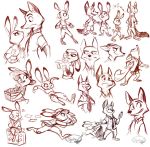  anthro barefoot bottomwear buckteeth canid canine carrot_pen clothed clothing dipstick_ears disney duo fox fully_clothed grin hat headgear headwear holding_object judy_hopps lagomorph leporid looking_at_another looking_up luggage mammal multicolored_ears necktie nick_wilde open_mouth open_smile pants paper rabbit sharkie19 shirt simple_background sketch smile standing tapping_foot teeth toeless_legwear topwear whistling white_background zootopia 