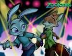  anthro bottomwear bracelet canid canine clothed clothing dipstick_ears dipstick_tail disney duo fluffy fluffy_tail fox fully_clothed fur green_eyes grey_body grey_fur hand_holding jewelry jonathantaniuchi judy_hopps lagomorph leporid looking_at_another looking_back mammal multicolored_ears multicolored_tail necktie nick_wilde orange_body orange_fur pants purple_eyes rabbit red_fox shirt topwear zootopia 