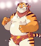  2017 anthro belly felid garouzuki humanoid_hands male mammal moobs nipples overweight overweight_male pantherine pink_nose solo tiger 