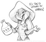  anthro buckteeth clothed clothing dialogue disney drunk english_text female flat_chested judy_hopps lagomorph leporid mammal open_mouth rabbit simple_background solo substance_intoxication teeth text toonfx zootopia 