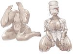  bandage blood breasts bubble_head_nurse cleavage double_vagina feet female grey_skin mannequin mannequin_(silent_hill) monster monster_girl nude nurse nurse_(silent_hill) open_clothes open_shirt petaro plump pussy shiny shirt silent_hill silent_hill_2 solo stain tongue ueno_petarou video_games 