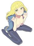  blonde_hair breasts crotch_seam glasses itsumo_nokoru kneeling long_hair open_clothes open_shirt panties panties_under_pantyhose pantyhose perrine_h_clostermann shirt small_breasts solo strike_witches underwear world_witches_series yellow_eyes 