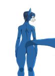  blue_body blue_fur blue_hair butt female fur green_eyes hair hi_res krystal legend_of_krystal multicolored_body multicolored_fur nintendo nude rear_view solo star_fox two_tone_body two_tone_fur video_games white_body white_fur 