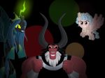  2019 arthropod changeling cozy_glow_(mlp) equid female feral friendship_is_magic grin group hi_res horn justsomepainter11 looking_at_viewer male mammal my_little_pony nose_rings queen_chrysalis_(mlp) smile tirek_(mlp) winged_unicorn wings young 