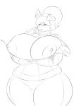  absurd_res anthro beauty_mark big_breasts blush bodily_fluids breasts camel_toe canid canine canis cleavage clothed clothing diana_(thecon) domestic_dog eyewear female glasses hi_res huge_breasts lactating mammal mature_female sweater thecon thick_thighs topwear 