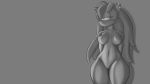  16:9 anthro areola biskblizk breasts cheek_tuft ear_piercing ear_ring expressionless eyelashes face_tuft female green_eyes grey_background hair half-closed_eyes hands_behind_back herpestid hi_res long_hair looking_aside mammal mina_mongoose mongoose navel nipples nude piercing portrait pussy shadow simple_background solo sonic_(series) spot_color three-quarter_portrait tuft wallpaper 