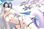  beach breasts chain fate/grand_order fate_(series) gray_hair jeanne_d&#039;arc_alter long_hair scan sky taka_tony thighhighs water yellow_eyes 