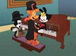  absurd_res animaniacs blush bonkers_d._bobcat clothing disney dot_warner dress female gloves handwear hi_res keyboard_instrument male male/female musical_instrument penis piano pussy warner_brothers yakko_warner 