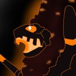  1:1 2019 ambiguous_gender black_and_orange black_background black_body crisus digital_drawing_(artwork) digital_media_(artwork) gigantamax_coalossal gigantamax_pok&eacute;mon glowing headshot_portrait icon mineral_fauna monochrome nintendo no_sclera not_furry open_mouth orange_eyes pok&eacute;mon portrait roaring rock rock_creature simple_background snout solo spikes teeth unknown_pok&eacute;mon video_games white_pupils yelling 