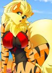  2019 absurd_res anthro anthrofied arcanine arcee_(unicorn_lord) big_breasts bikini breasts canid canine canis clothing digital_media_(artwork) domestic_dog female fur hair hi_res long_hair looking_at_viewer mammal nintendo open_mouth pok&eacute;mon pok&eacute;mon_(species) pok&eacute;morph solo swimwear the-unicorn-lord thick_thighs thong underwear video_games wide_hips 