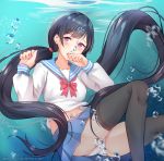  okamired pantsu seifuku shirt_lift skirt_lift thighhighs 