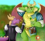  activision anthro blake.zekky clothing dragon duo gloves handwear hi_res humor invalid_tag male male/male nestor nestor_(spyro) pendant scolding semi-anthro size_difference spyro spyro_the_dragon tool_belt video_games wings 