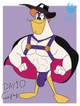  2019 absurd_res anthro avian bulge bunnybara clothing darkwing_duck disney ducktales hat headgear headwear hi_res launchpad launchpad_mcquack male solo text underwear 