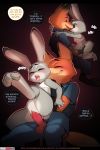  2019 anthro anthro_on_anthro anthro_penetrated anthro_penetrating anthro_penetrating_anthro bodily_fluids canid canine comic disney doxy duo english_text female fox hi_res judy_hopps lagomorph leporid male male/female mammal nick_wilde penetration rabbit saliva saliva_string text tongue tongue_out vaginal vaginal_penetration zootopia 