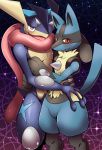  anthro duo gesture greninja hi_res kivwolf lucario male male/male nintendo open_mouth pok&eacute;mon pok&eacute;mon_(species) smile standing video_games 