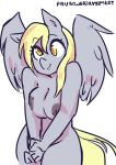  anthro anthrofied blonde_hair breasts derpy_hooves_(mlp) equid equine feathered_wings feathers female friendship_is_magic hair hi_res mammal my_little_pony nude pterippus rainbowsprinklesart simple_background solo white_background wings 