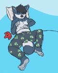  2010 anthro bulge canid canine canis clothed clothing controller domestic_dog game_controller husky male mammal navel nintendo nintendo_64 nordic_sled_dog pillow saintblue sleeping solo spitz topless video_games 