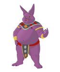  belly bottomless champa clothed clothing dragon_ball dragon_ball_super hi_res jewelry loincloth moobs nipples overweight sphinx_cat themorghull 
