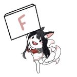  1:1 2015 ahri_(lol) animal_humanoid black_hair blush canid canid_humanoid canine canine_humanoid chibi facial_markings female fox_humanoid hair hamze head_markings humanoid league_of_legends low_res mammal mammal_humanoid markings multi_tail on_one_leg open_mouth riot_games sign simple_background smile solo standing video_games 