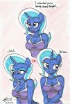  absurd_res anthro anthrofied breasts ceavage clothing dialogue english_text equid friendship_is_magic hi_res horn mammal my_little_pony newyorkx3 purple_eyes text trixie_(mlp) unicorn 
