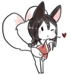  &lt;3 2015 2_tails ahri_(lol) animal_humanoid black_hair blowing_kiss blush canid canid_humanoid canine canine_humanoid chibi fox_humanoid hair hamze humanoid league_of_legends mammal mammal_humanoid multi_tail one_eye_closed riot_games simple_background solo standing video_games white_background 
