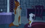  absurd_res breasts canid canine clothing cub disney female fox hi_res lagomorph leporid maid_marian male mammal nemonutkin rabbit robin_hood_(disney) skippy undressing young 