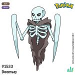  black_sclera bone cloak clothing doomsay fak&eacute;mon humanoid nintendo pok&eacute;mon skeleton solo urbinator17 video_games white_body white_eyes white_skin 