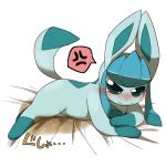  1:1 2017 ambiguous_gender bedding bedwetting blush bodily_fluids eeveelution embarrassed feral genital_fluids glaceon hi_res nintendo pok&eacute;mon pok&eacute;mon_(species) satsuki_rabbit simple_background solo tears upset urine video_games wetting white_background 