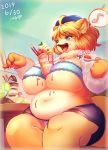  anthro between_breasts big_breasts breasts canid canine clothing female food food_play mammal ni_jikan nipple_outline panties slightly_chubby tongue underwear upskirt 
