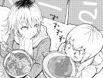  blush bowl eating food freckles highres jacket kajino_(aosansai) noodles ramen short_hair soup sweat tanaka_mako watashi_ga_motenai_no_wa_dou_kangaetemo_omaera_ga_warui! yoshida_masaki 