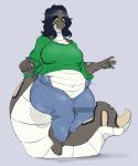  anthro belly big_belly button_pop melony_(arizel) overweight phat python reptile scalie sitting_on_tail slightly_chubby snake thehoodeddragon 