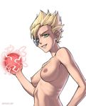  arrancar bleach blonde_hair breasts green_eyes medium_breasts menoly_mallia nude short_hair skull solo speh 