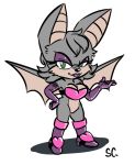  2014 bottomless chiropteran clothed clothing featureless_crotch female green_eyes mammal rouge_the_bat saltcore solo sonic_the_hedgehog_(series) 