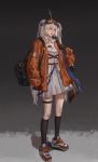  1girl bag googles grey_hair gun highres jacket original rifle shoes skirt socks twintails weapon yanqizhibai 