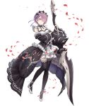  crossover detached_sleeves dress frilled_dress frills frown full_body hair_over_one_eye hairband holding holding_weapon ji_no looking_at_viewer official_art petals pink_hair polearm ram_(re:zero) re:zero_kara_hajimeru_isekai_seikatsu red_eyes showgirl_skirt sinoalice solo thighhighs transparent_background weapon wide_sleeves 