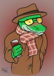  alcohol alligator alligatorid anthro beverage clothed clothing cregon crocodile crocodilian crocodylid drunk fedora fully_clothed hat headgear headwear hi_res male philfox reptile scalie substance_intoxication wine 