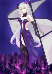  :p absurdres arm_behind_head armpits bare_shoulders black_gloves bow_choker breasts cqqz0707 dress elbow_gloves fate/grand_order fate_(series) flower gloves grey_hair hair_flower hair_ornament high_heels highres jeanne_d&#039;arc_(alter)_(fate) jeanne_d&#039;arc_(fate)_(all) long_hair medium_hair purple_footwear skull standard_bearer standing standing_on_one_leg strapless strapless_dress thighhighs tongue tongue_out very_long_hair yellow_eyes 