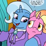  1:1 2019 clothed clothing duo english_text equid female feral friendship_is_magic hi_res horn hug looking_at_another luster_dawn_(mlp) mammal my_little_pony ponyquarantine text trixie_(mlp) unicorn 