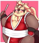  belly blush canid canine cosplay fan_(disambiguation) goemon_(tas) hair hi_res kusosensei long_hair male mammal meme overweight ponytail raccoon_dog tanuki thick_thighs tokyo_afterschool_summoners video_games 