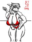  abs anthro athletic bedroom_eyes big_breasts bikini breasts camel_toe clothing elmo-san female flipnote_studio front_view galina half-closed_eyes low_res muscular raised_tail reptile scalie seductive swimwear thick_thighs thong underwear 