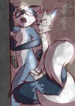  2013 balls blue_eyes canid canine flintxd_(character) fox male male/male mammal navel penis procyonid raccoon secretkitsune secretkitsune_(character) 