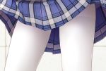  1girl blue_skirt blurry blurry_background highres lower_body miniskirt original pantyhose plaid plaid_skirt pleated_skirt rko_(a470350510) skirt solo standing thighband_pantyhose thighs white_legwear 