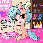  1:1 2019 bed cozy_glow_(mlp) english_text equid equine female friendship_is_magic furniture hi_res looking_at_viewer mammal my_little_pony on_bed open_mouth smile solo text tjpones toy 