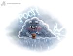  ambiguous_gender black_eyes blush bucket cloud cryptid-creations cutlery dessert eating embarrassed english_text fart food ice_cream kitchen_utensils lightning living_cloud not_furry raining solo spoon surprise text thundercloud thunderstorm tools 