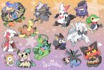  &lt;3 2019 ambiguous_gender azuma_minatsu bandage banette black_eyes black_sclera blue_eyes cape chandelure clothed clothing cute_fangs eeveelution emolga fake_horns food fruit grovyle halloween hat headgear headwear holidays hydreigon lantern legendary_pok&eacute;mon litten lycanroc meltan membrane_(anatomy) membranous_wings midnight_lycanroc mimikyu nintendo open_mouth plant pok&eacute;mon pok&eacute;mon_(species) pumpkin red_sclera reshiram shuckle sitting size_difference smile snivy soup sylveon top_hat video_games wings yellow_sclera zangoose zorua 